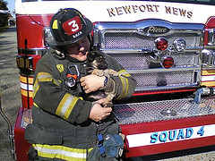 Puppy Socialization with Firefighter 